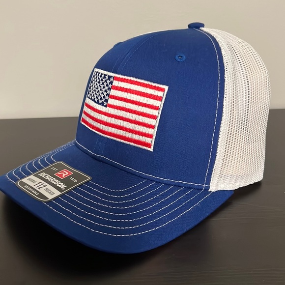 Richardson 112 Trucker Embroidered Mesh Snapback Cap Hat - Patriotic American - Picture 1 of 6